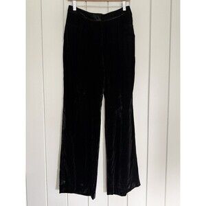 Jenni Kayne Velvet Pants 6 Silk Rayon Blend Wide Leg Birkin Black Relaxed